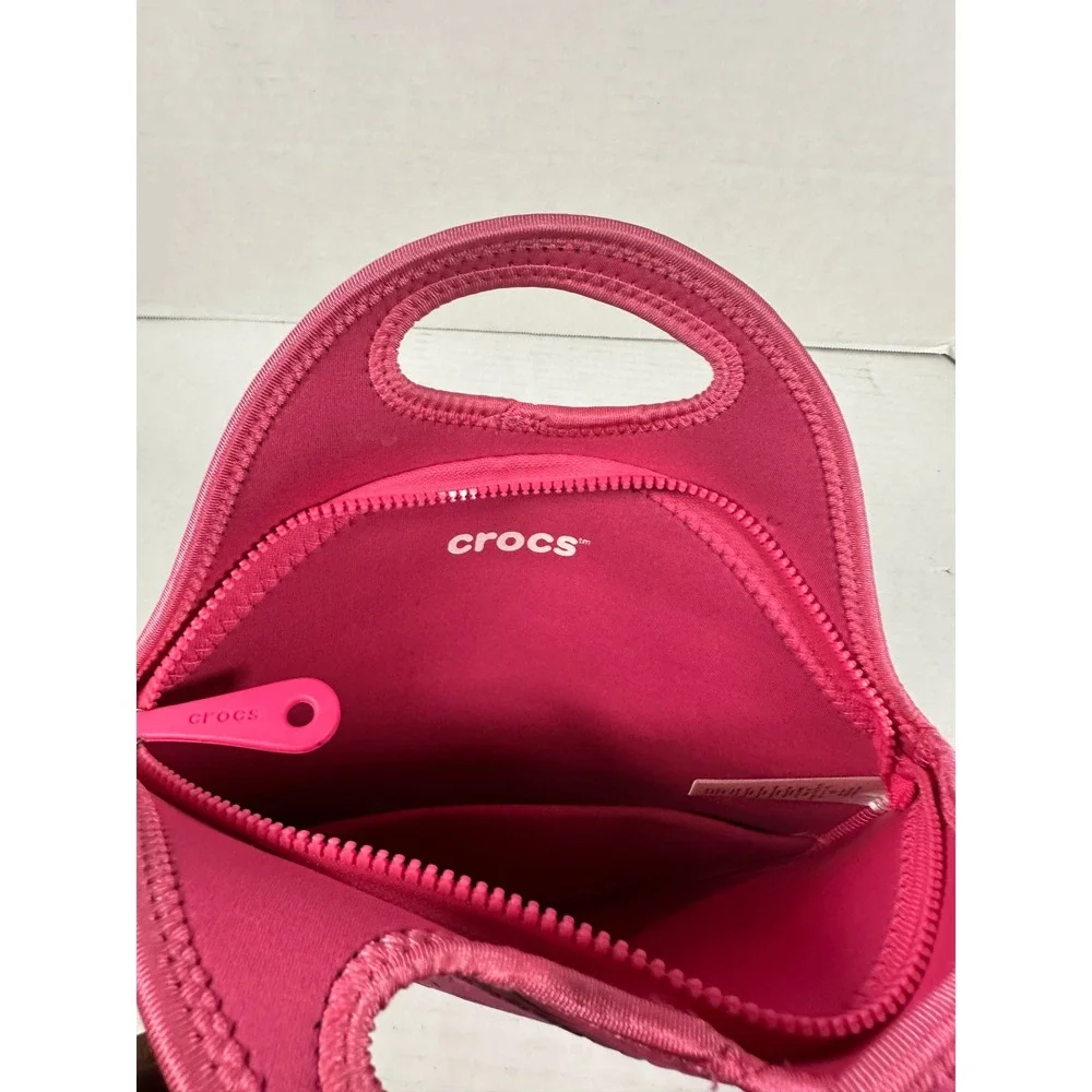 PINK Crocs Raspberry Pink Lunch Bag‎ Insulated Neoprene Zipper Closure Handle